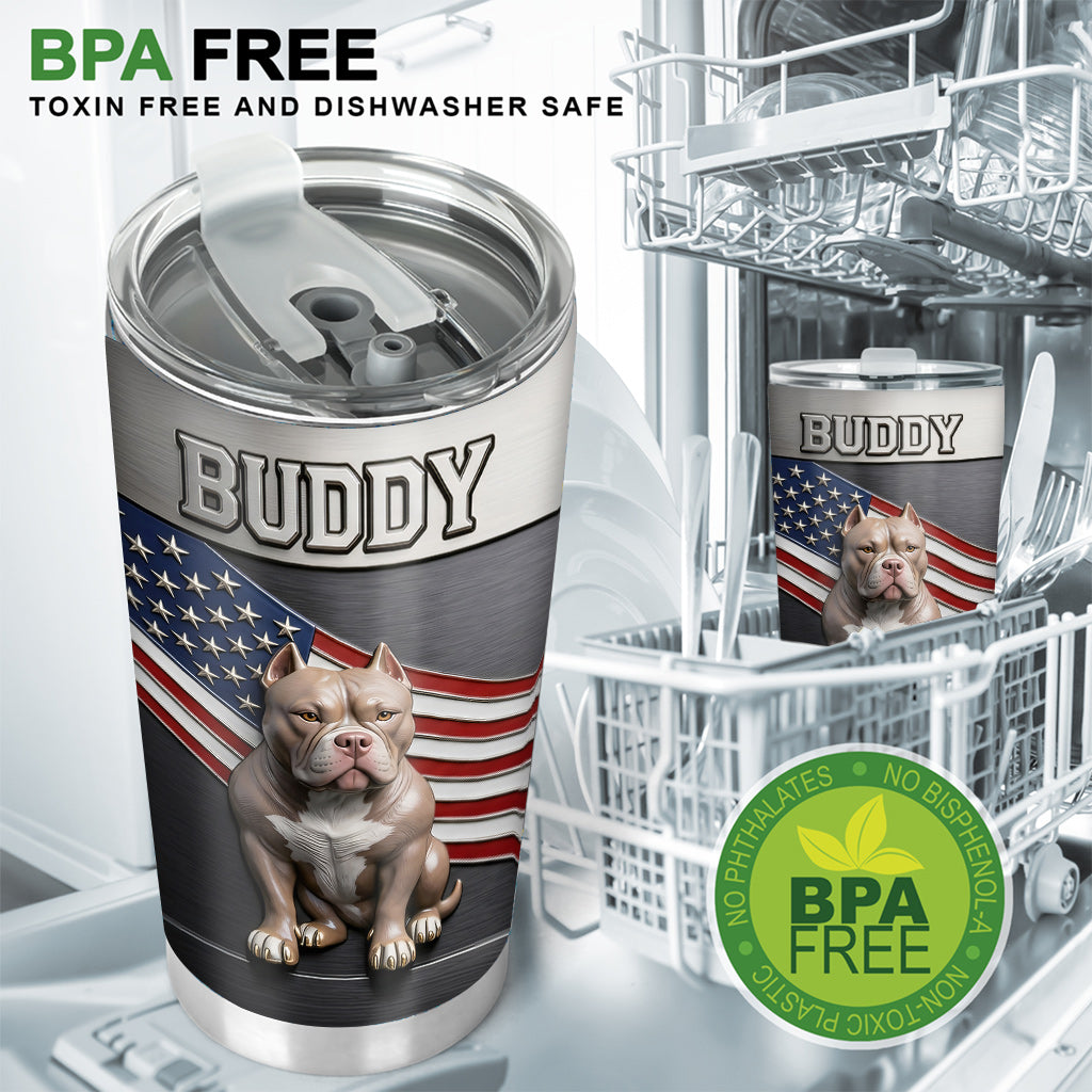 Personalisierter Hundetumbler mit amerikanischem Flaggenmuster