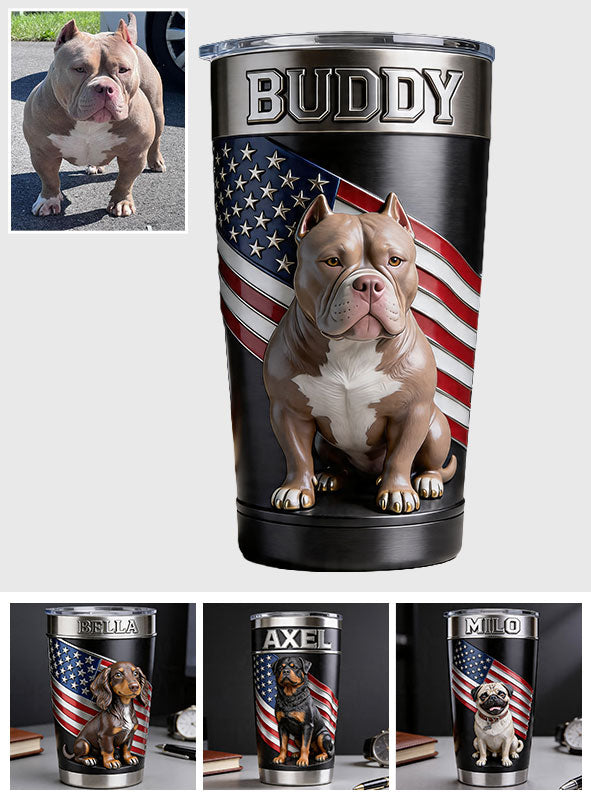Personalisierter Hundetumbler mit amerikanischem Flaggenmuster