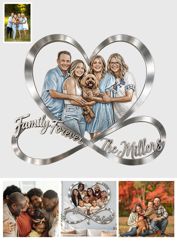 Family Forever - Personalized Family 3D Printed Cut Metal Sign