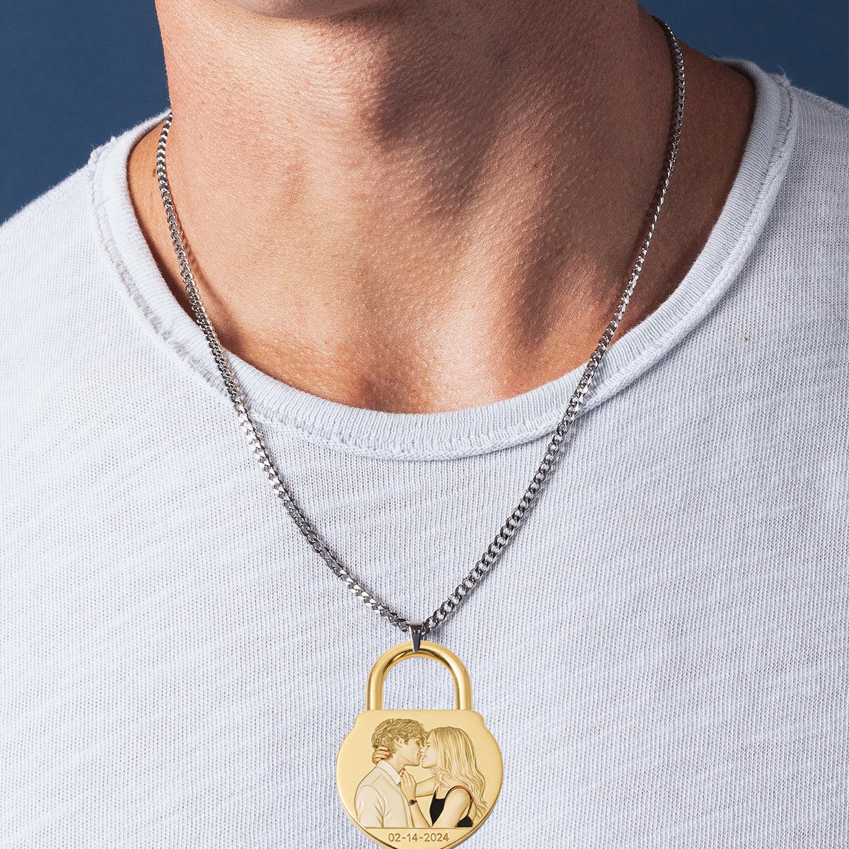 Love locks - Personalized Couple Shaped Metal Pendant Necklace