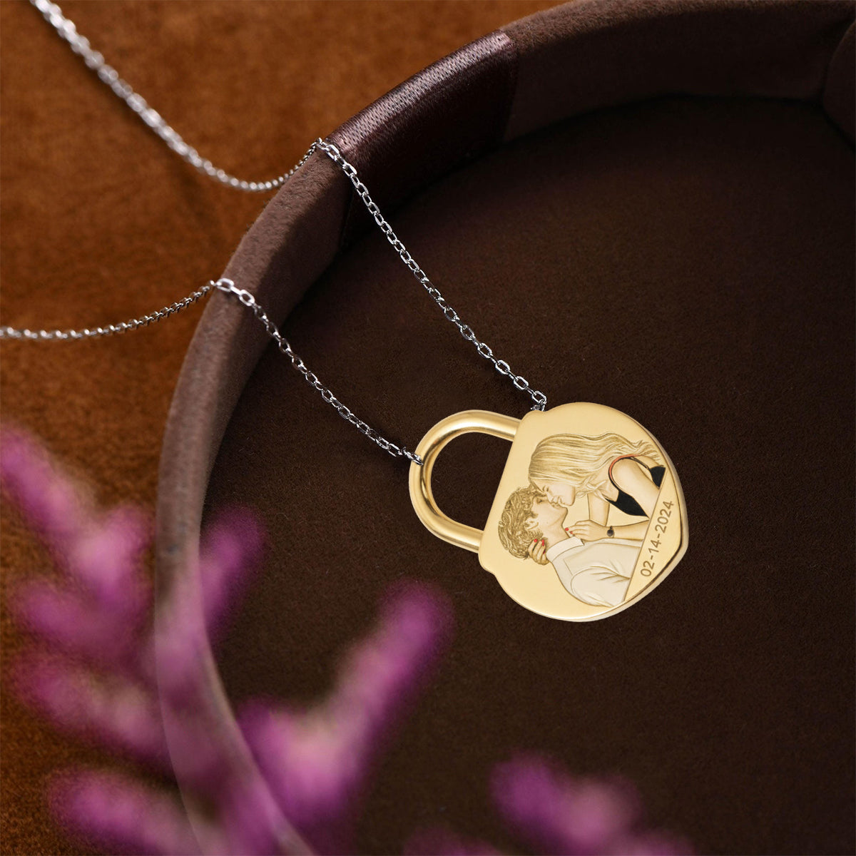 Love locks - Personalized Couple Shaped Metal Pendant Necklace