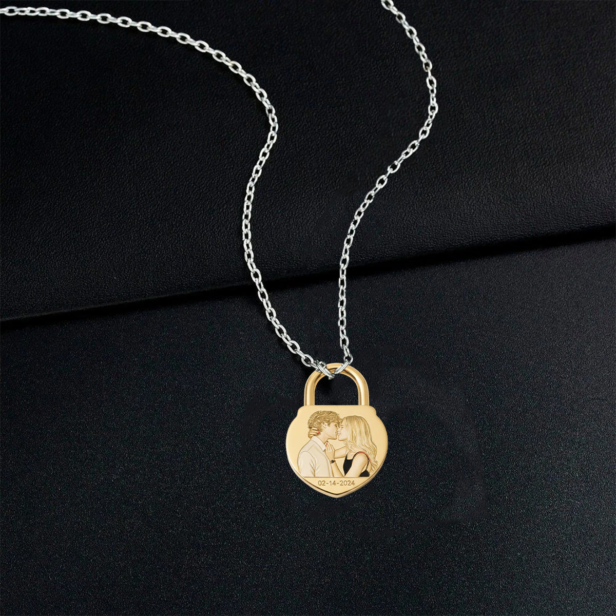 Love locks - Personalized Couple Shaped Metal Pendant Necklace