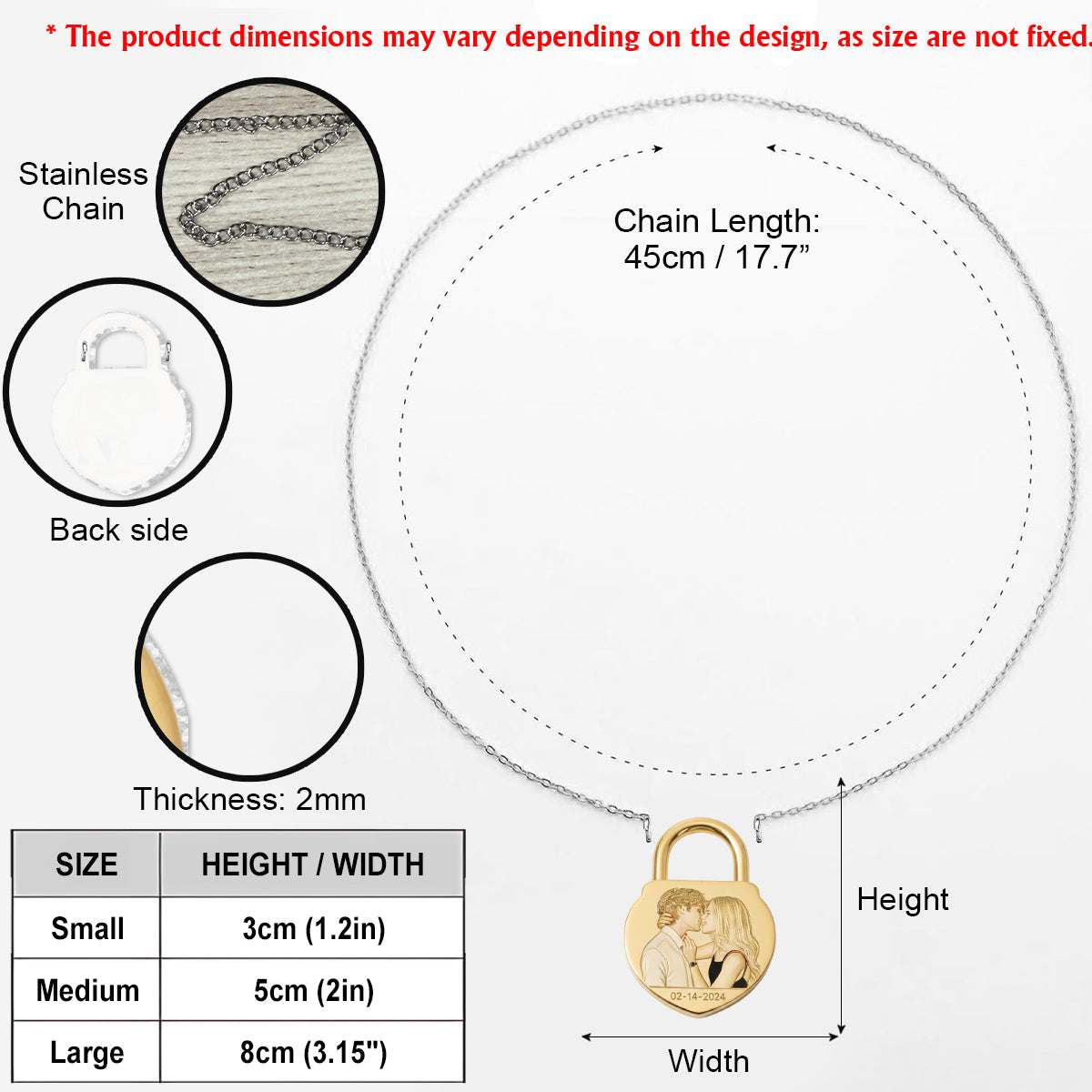 Love locks - Personalized Couple Shaped Metal Pendant Necklace