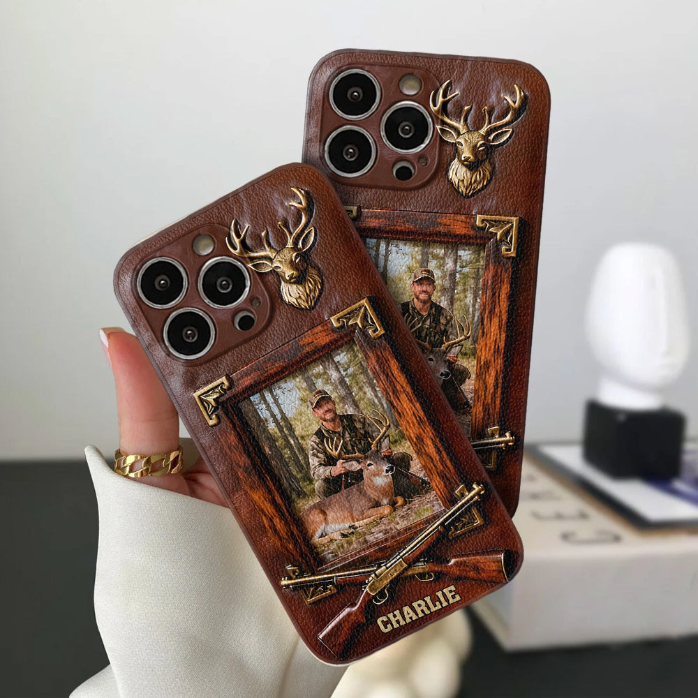 Jagderfolg – ​​Personalisierte Handyhülle aus Leder für Jäger