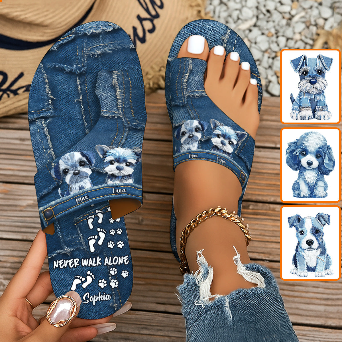 Never Walk Alone - Personalized Dog Open Toe Sandals