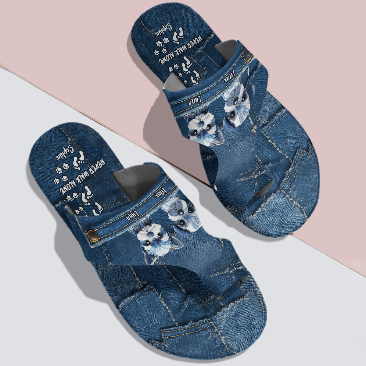 Never Walk Alone - Personalized Dog Open Toe Sandals