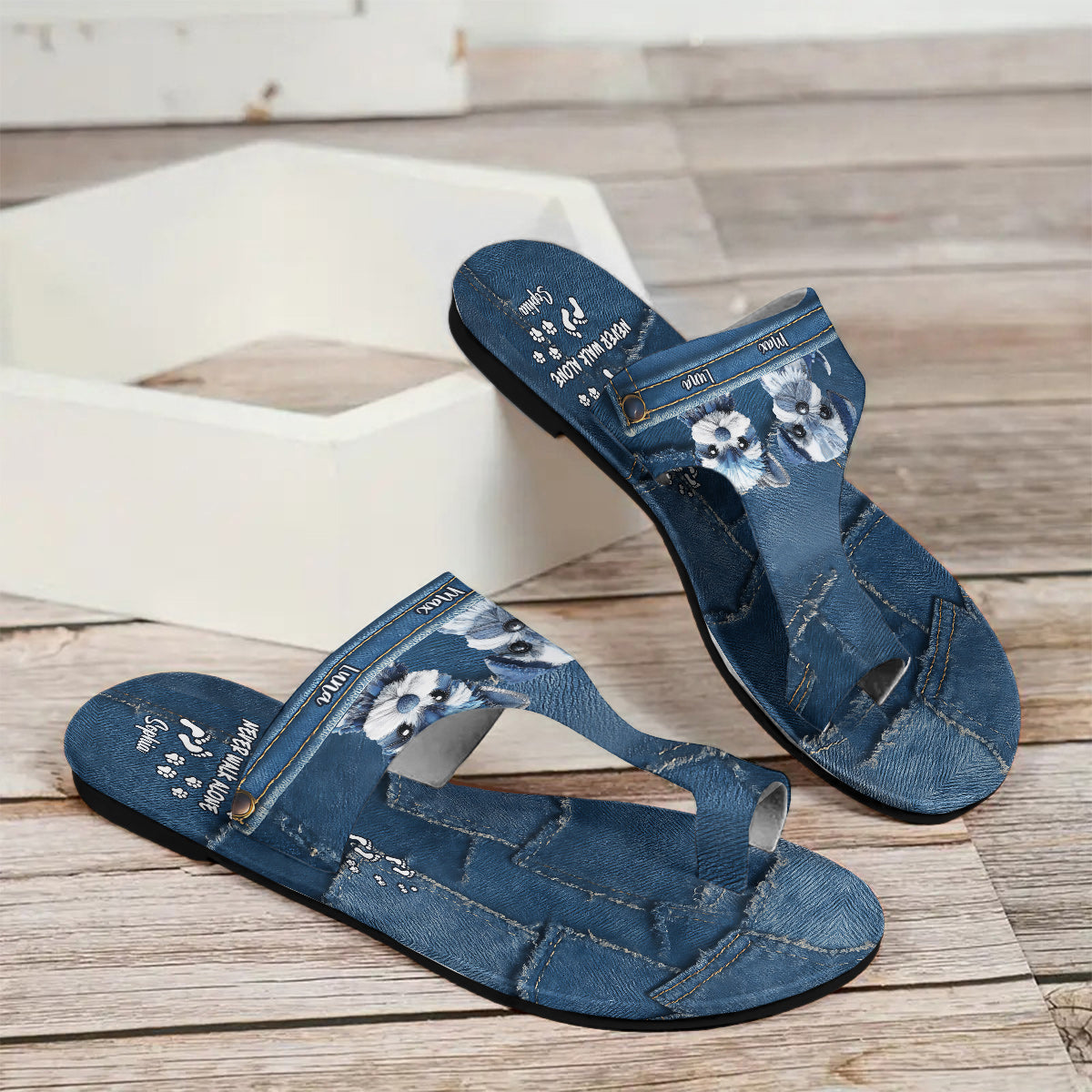 Never Walk Alone - Personalized Dog Open Toe Sandals