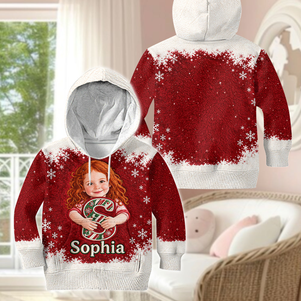 Toute photo, alphabet personnalisé - Ensemble de sweat à capuche et leggings évasés pour enfants