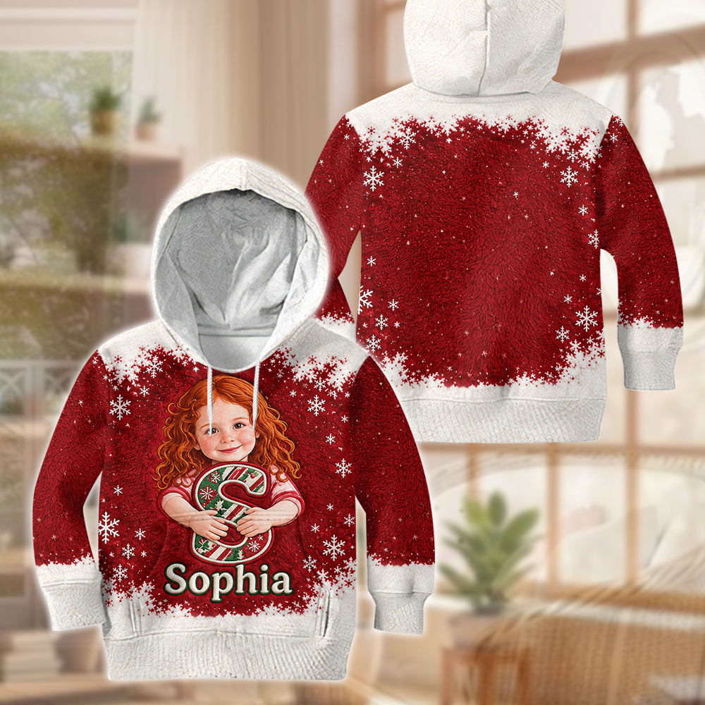 Toute photo, alphabet personnalisé - Ensemble de sweat à capuche et leggings évasés pour enfants