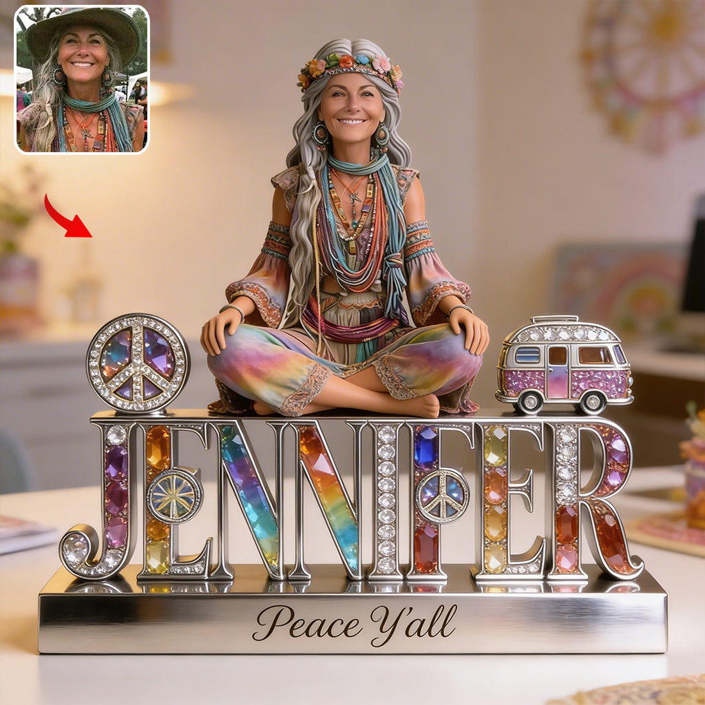Hippie Souls - Personalisierte Hippie Acrylplakette in Sonderform