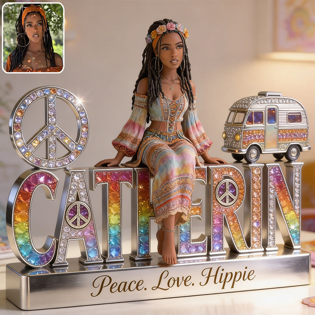 Hippie Souls - Personalisierte Hippie Acrylplakette in Sonderform