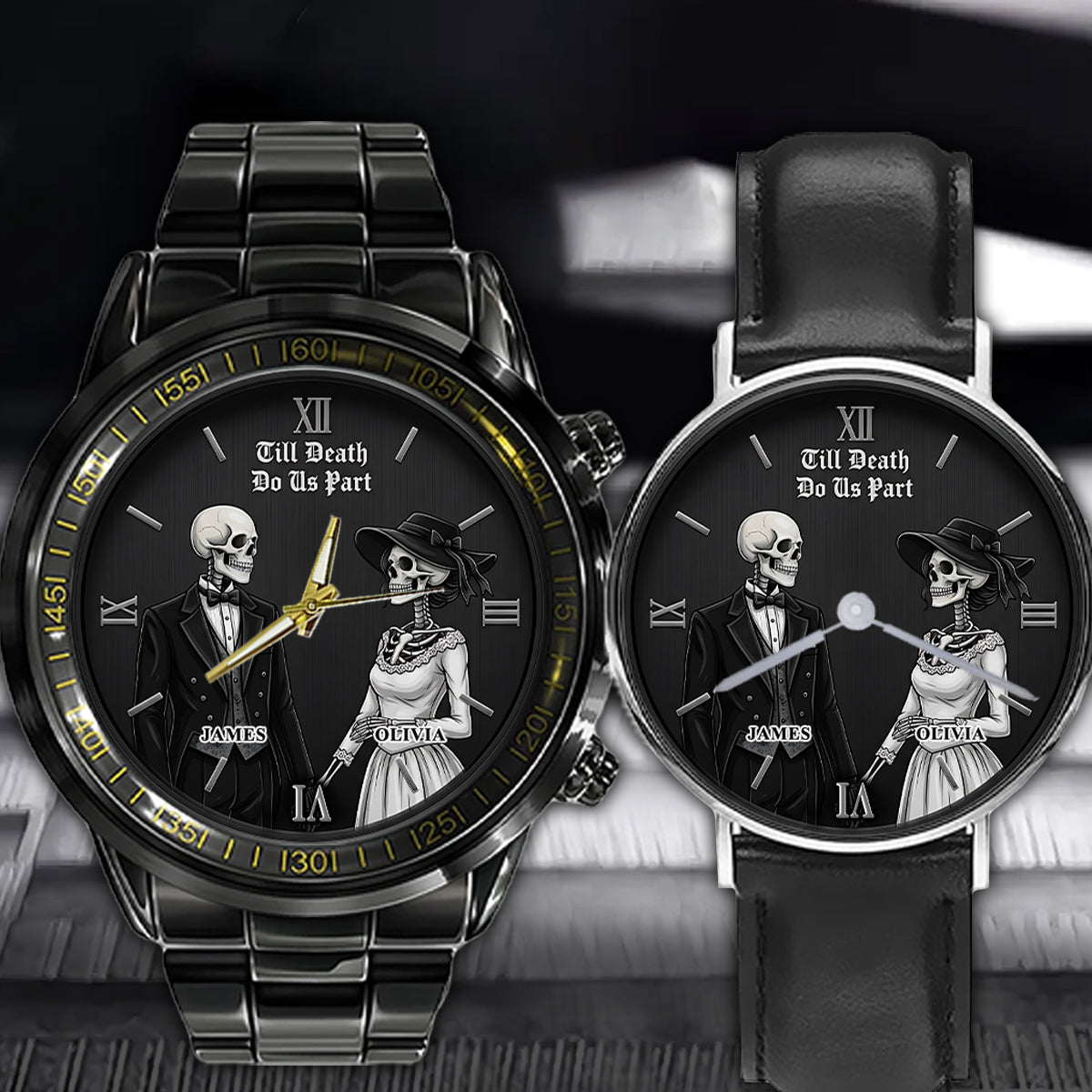 Till Death Do Us Part - Personalized Couple Couple Hand Watch Set