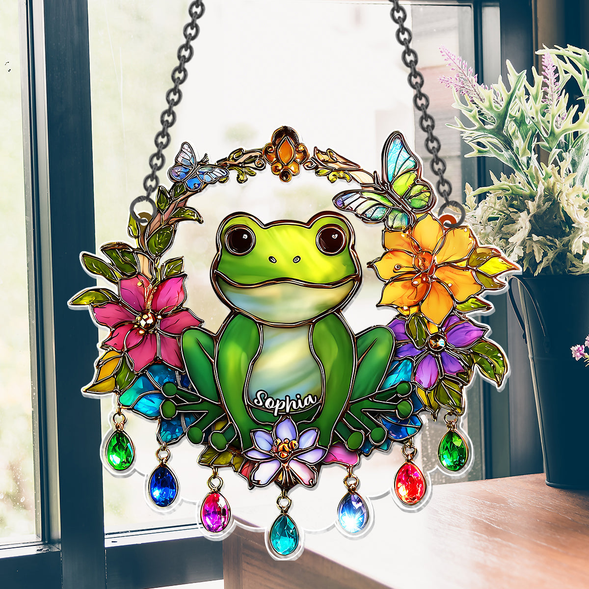 Love Frog - Personalized Frog Window Hanging Suncatcher Ornament
