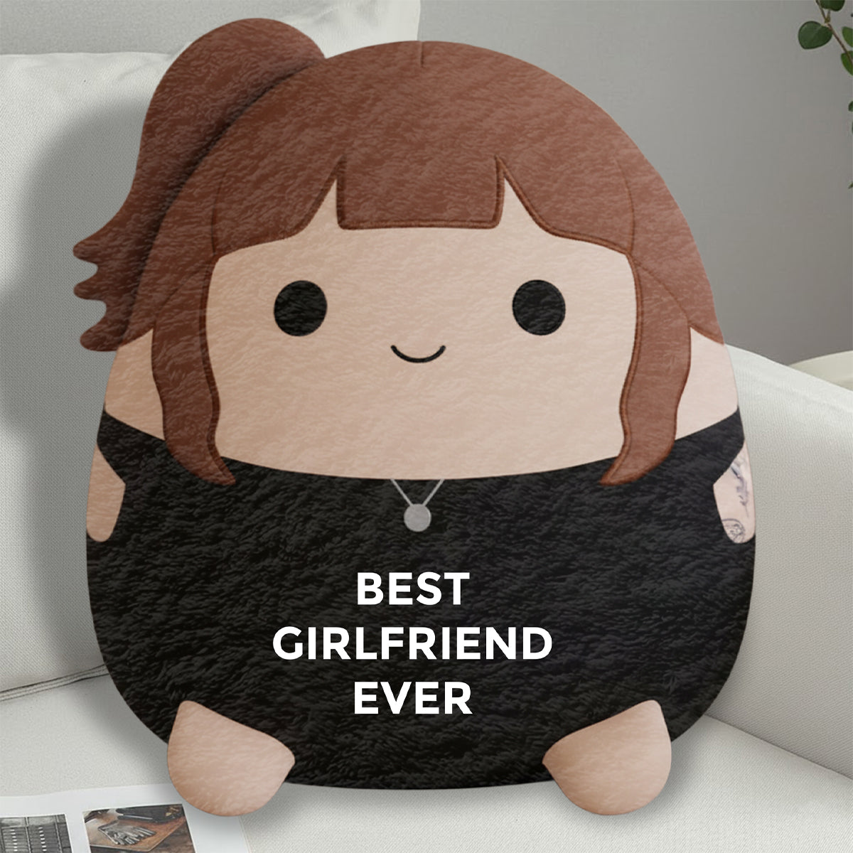 Custom Photo Squishmallow Couple Gift Best Boyfriend Girlfriend Ever - Personalized Couple Faux Fur Shaped Pillow