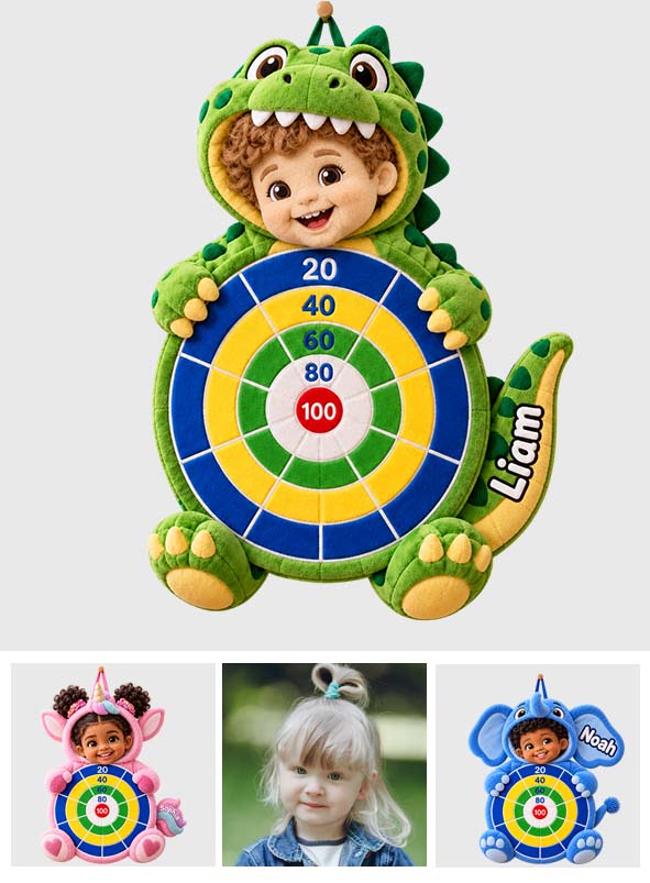 Custom Any Photo - Personalized Kid Sticky Ball Dart Board Set