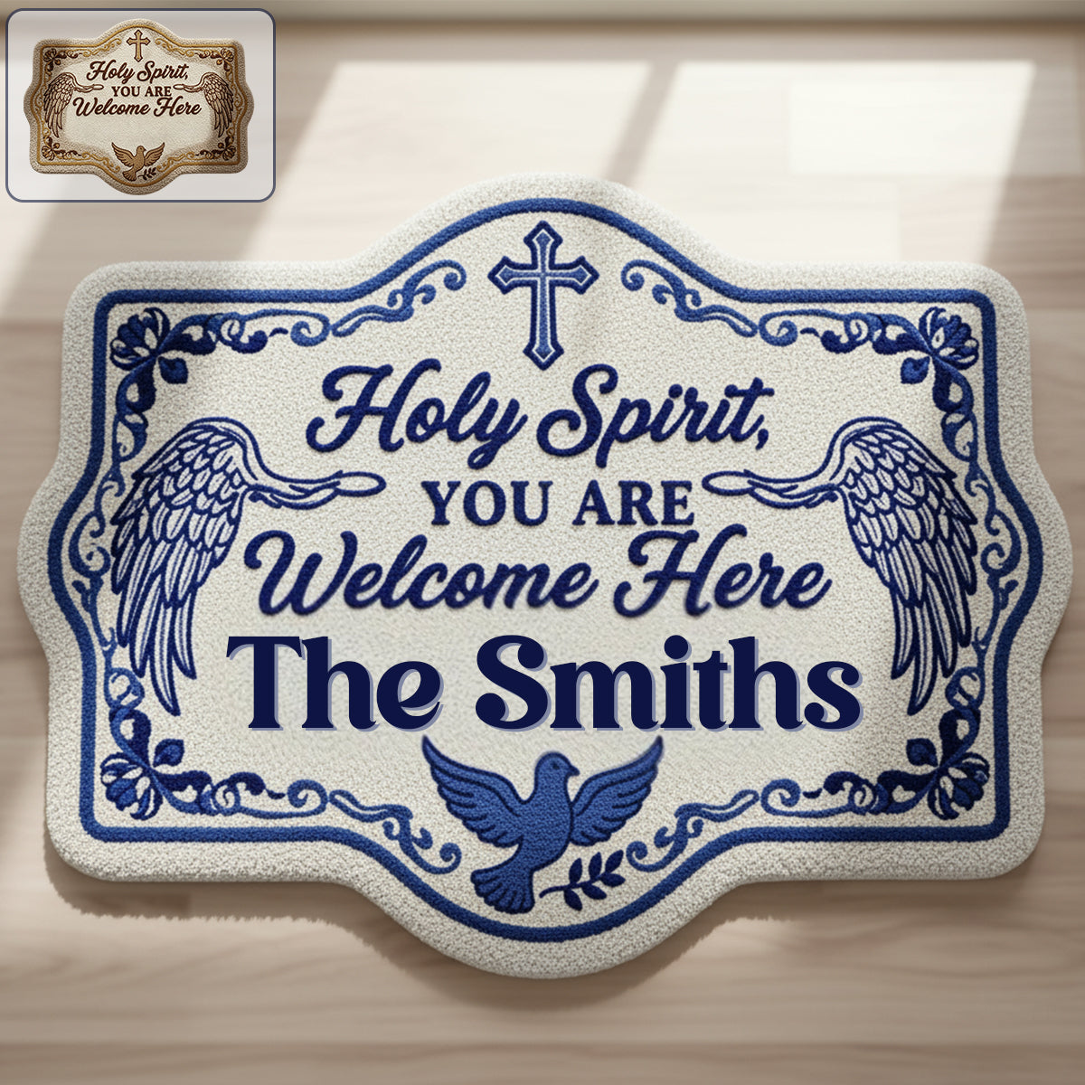 Holy Spirit, You Are Welcome Her - Personalized Christian Non-Slip Tufted Rug