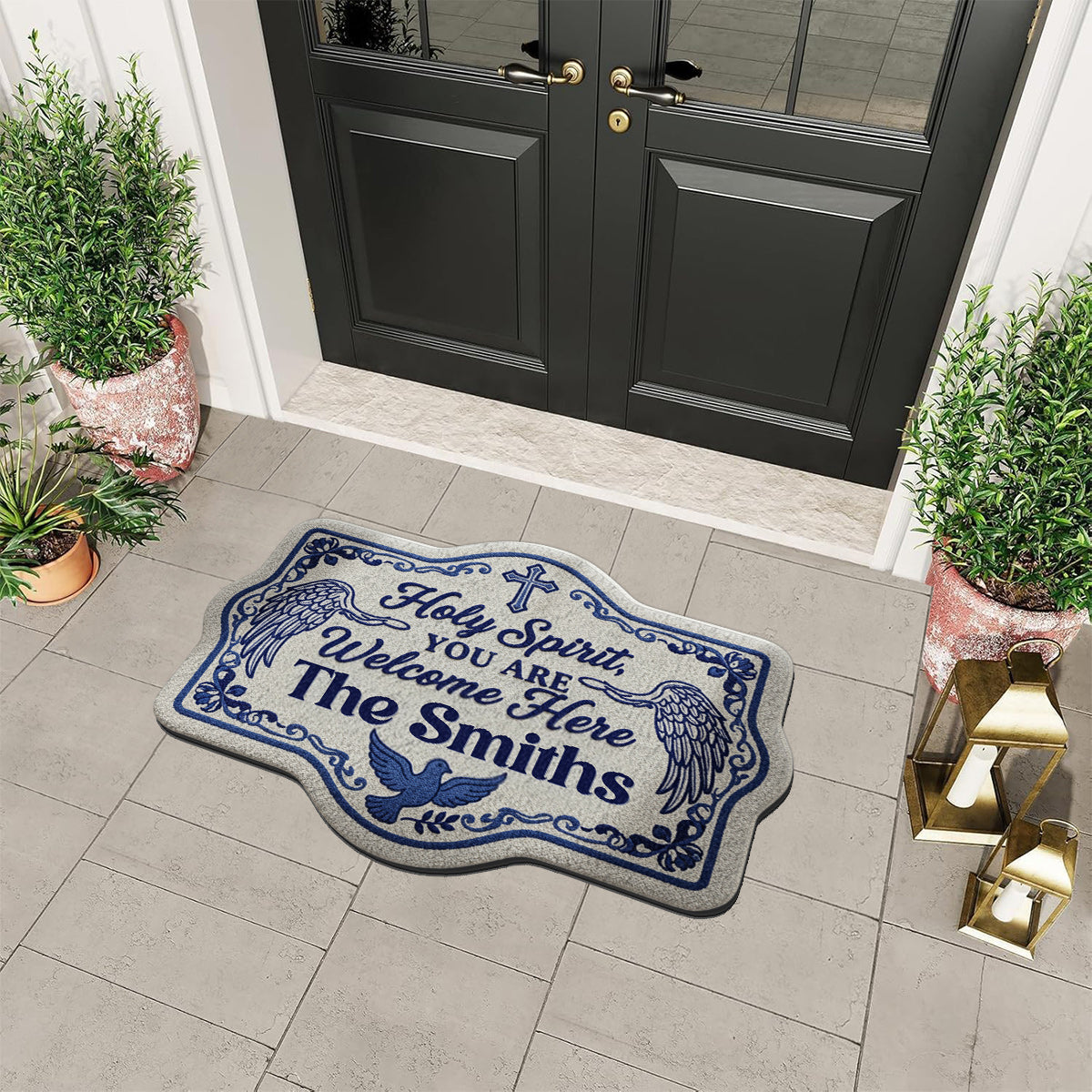 Holy Spirit, You Are Welcome Her - Personalized Christian Non-Slip Tufted Rug