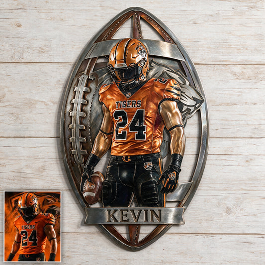 Any Sport, Any Photo - Personalized Football 3D Printed Cut Metal Sign