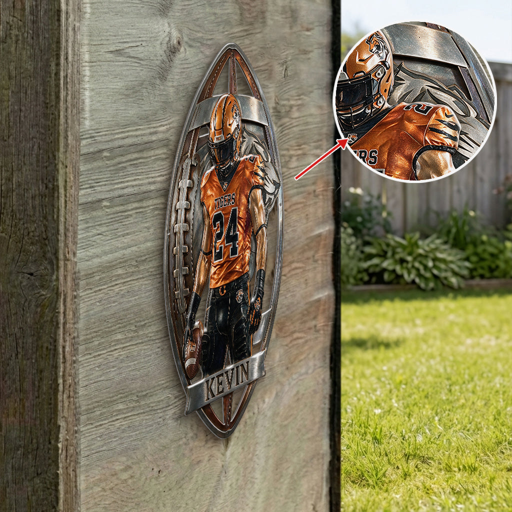 Any Sport, Any Photo - Personalized Football 3D Printed Cut Metal Sign
