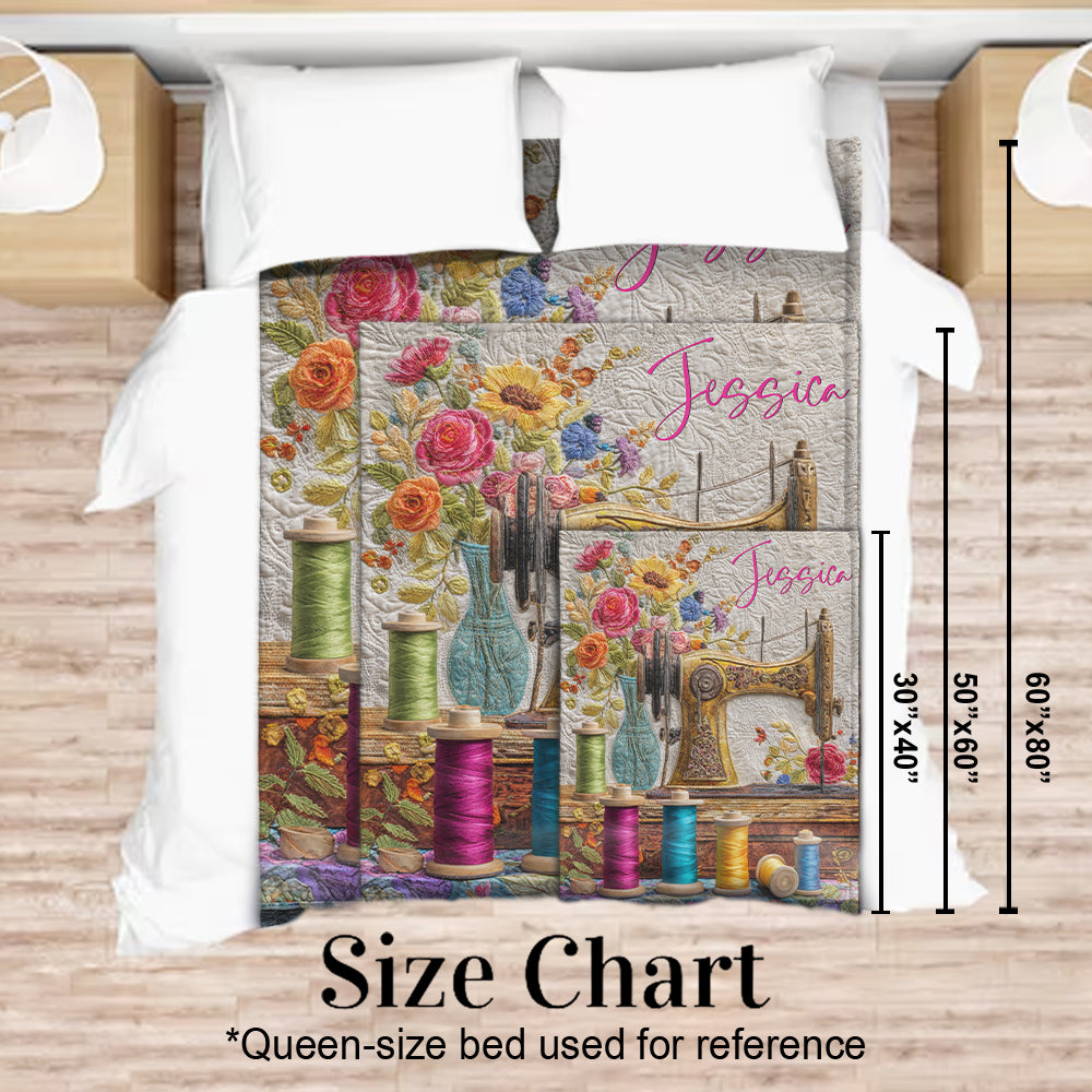 Vintage Sewing Machine - Personalized Sewing Blanket