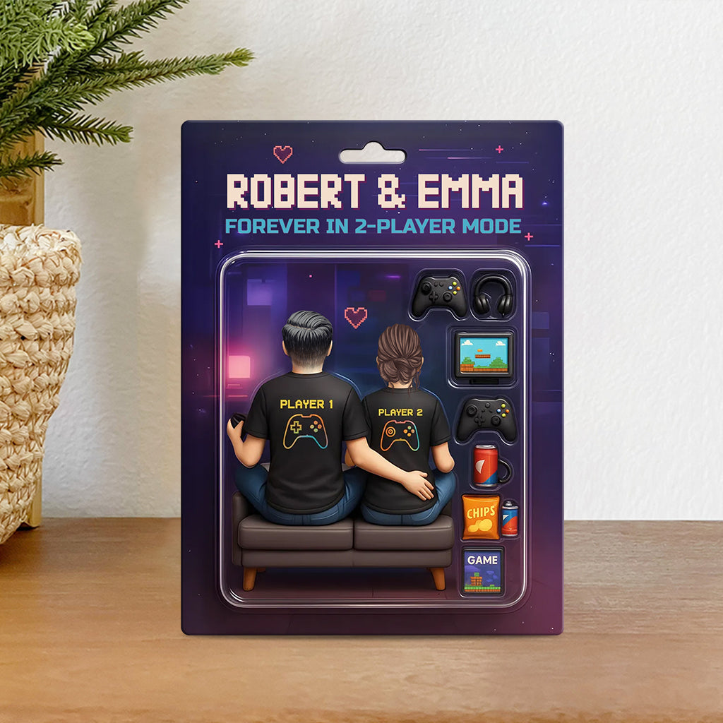 Game Players Couple, Toy Box Figures Style - Personalized Couple Custom Shaped Acrylic Plaque