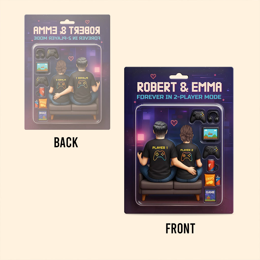 Game Players Couple, Toy Box Figures Style - Personalized Couple Custom Shaped Acrylic Plaque