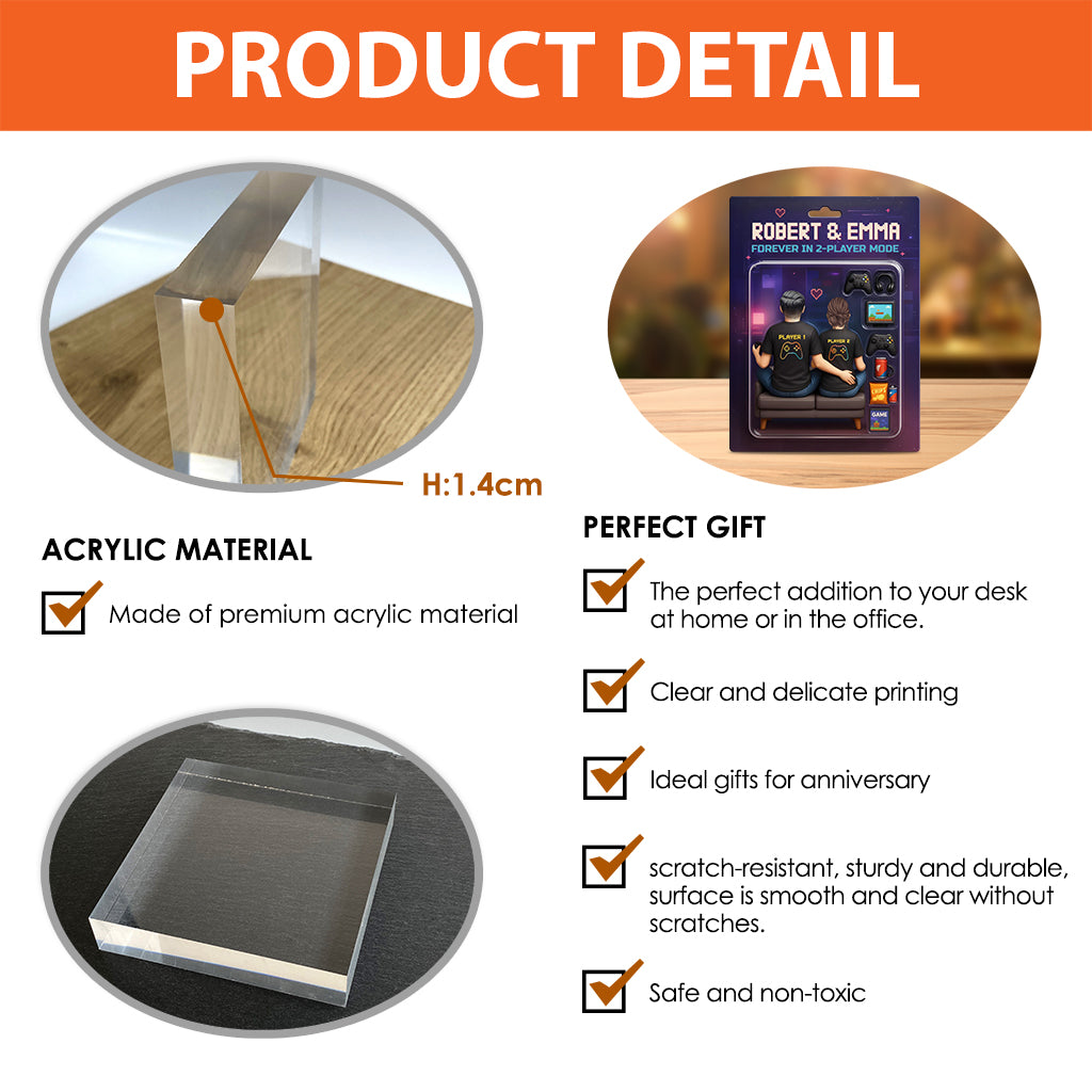 Game Players Couple, Toy Box Figures Style - Personalized Couple Custom Shaped Acrylic Plaque