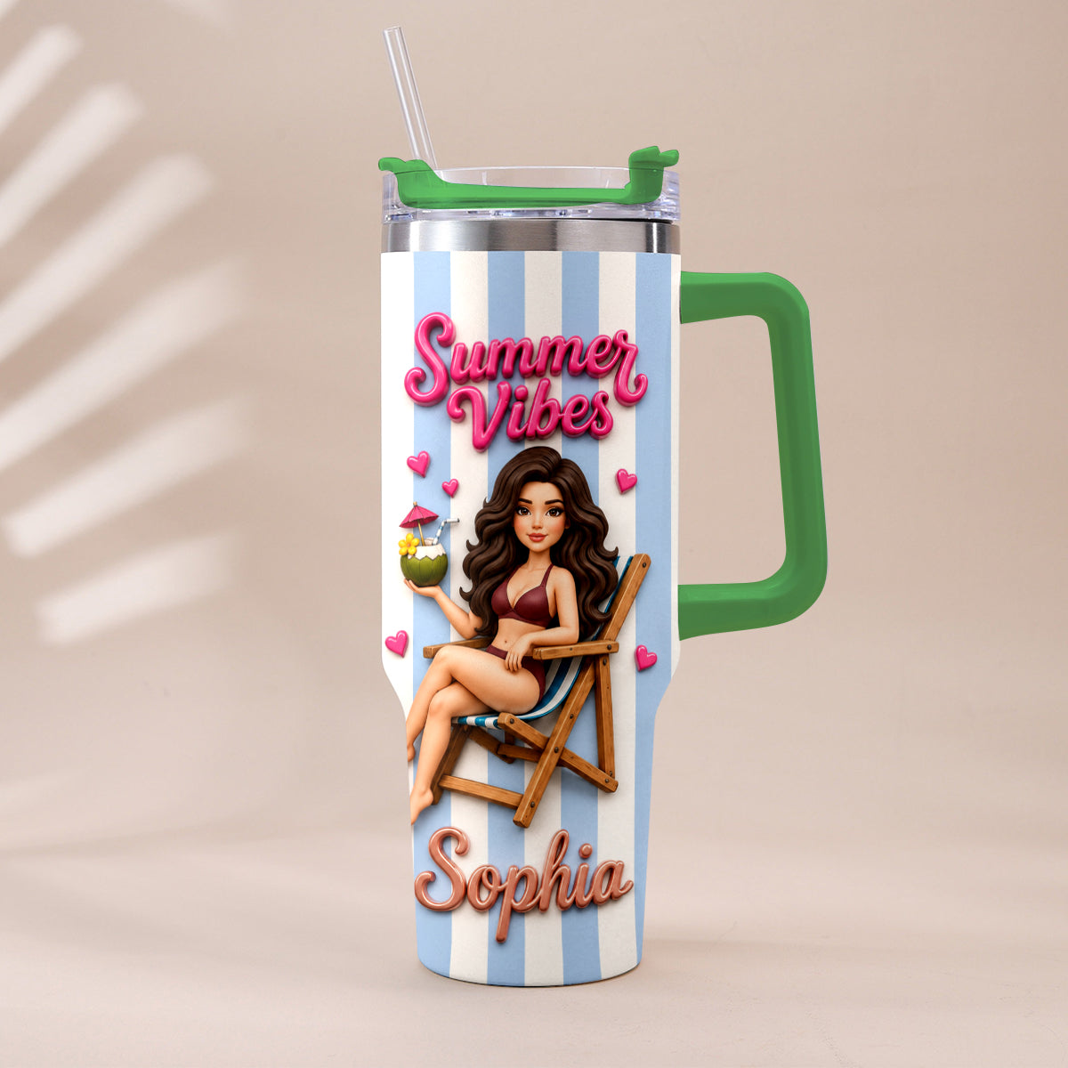 Beach Lovin' Girl - Personalized Sea Lover Tumbler With Handle