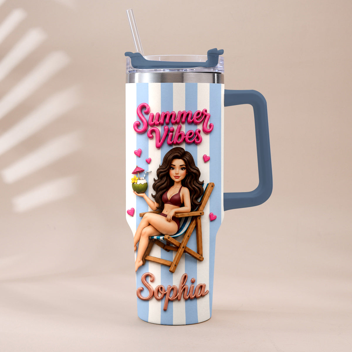 Beach Lovin' Girl - Personalized Sea Lover Tumbler With Handle