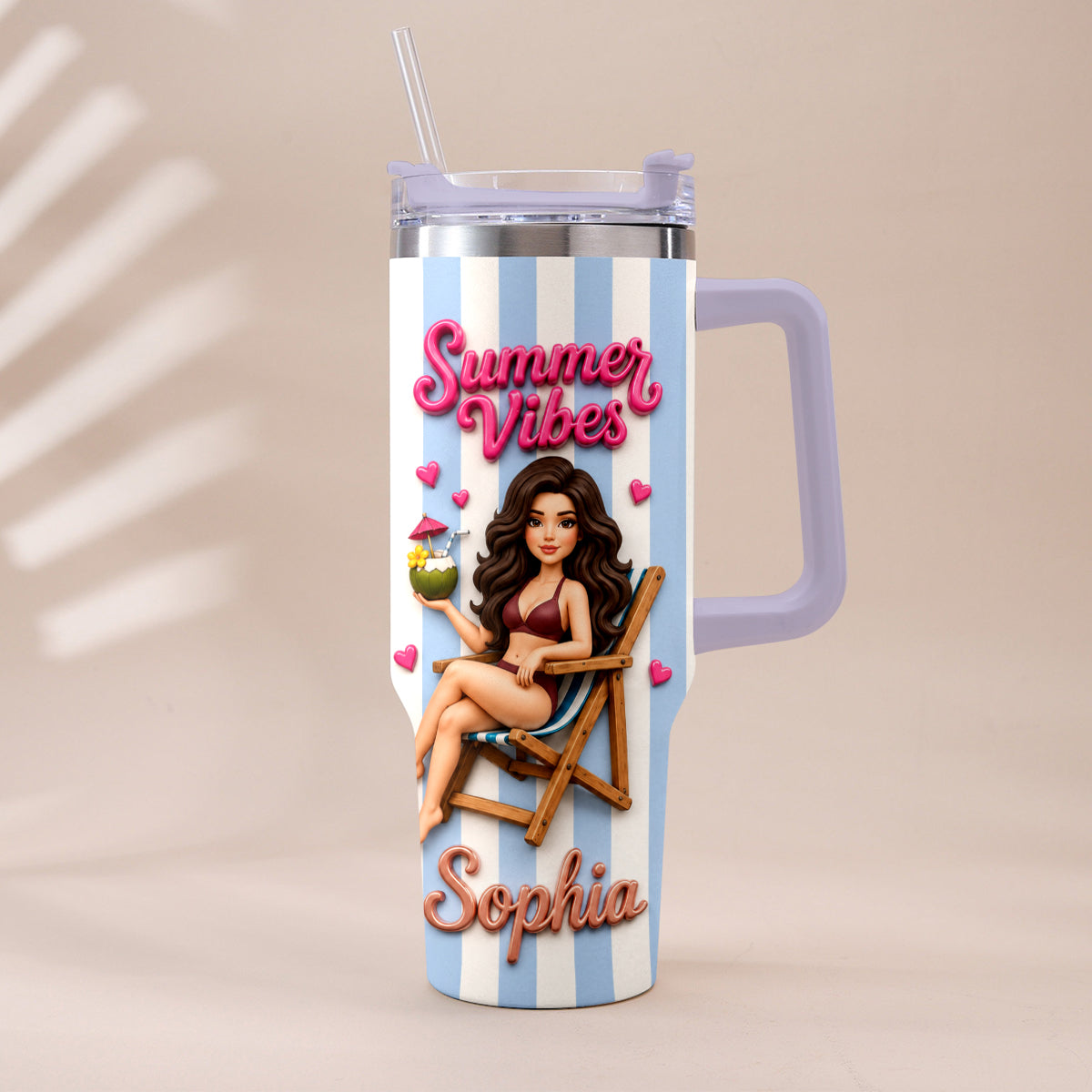 Beach Lovin' Girl - Personalized Sea Lover Tumbler With Handle