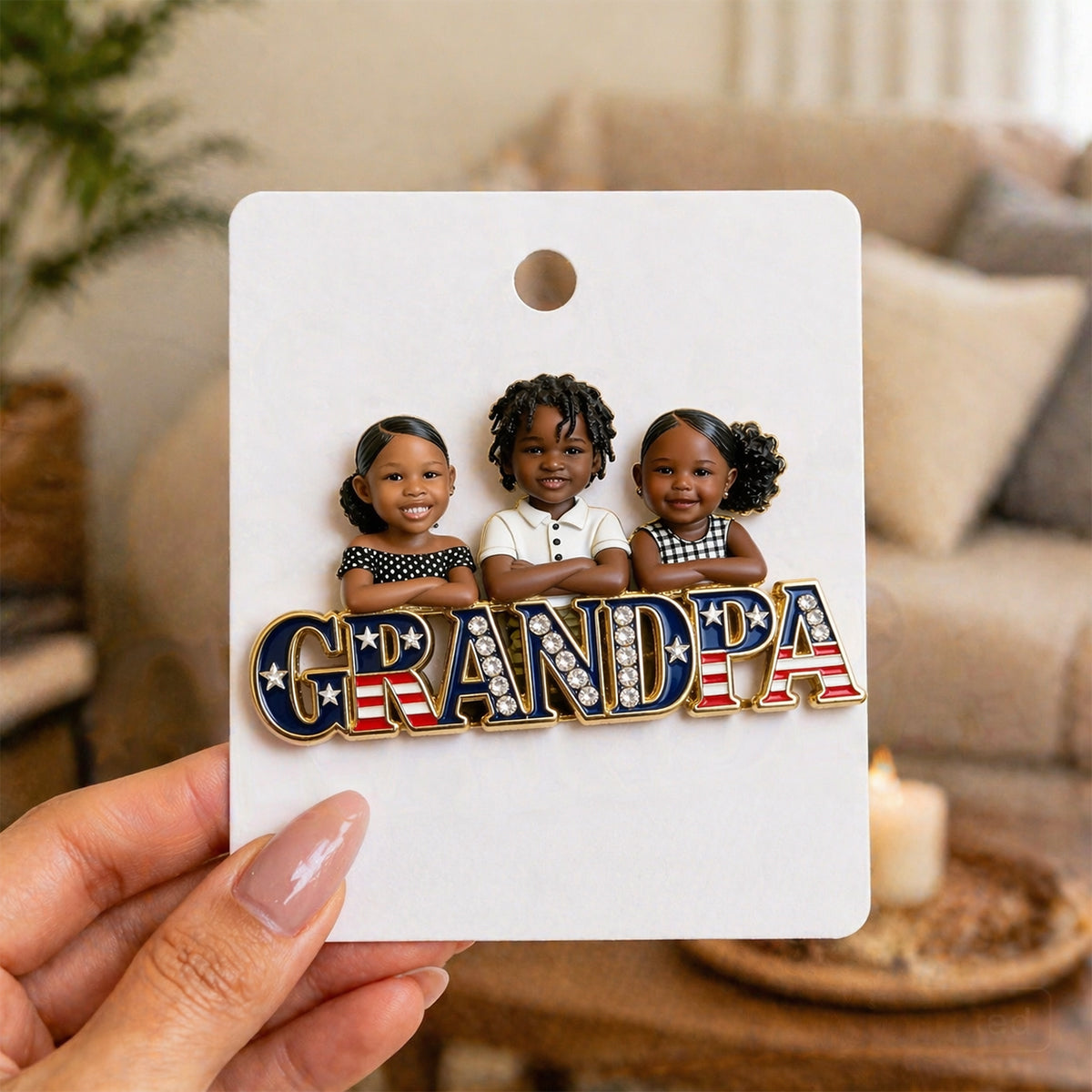 Patriotischer Papa - Personalisierte 3D-Prägung Emaille-Anstecknadel