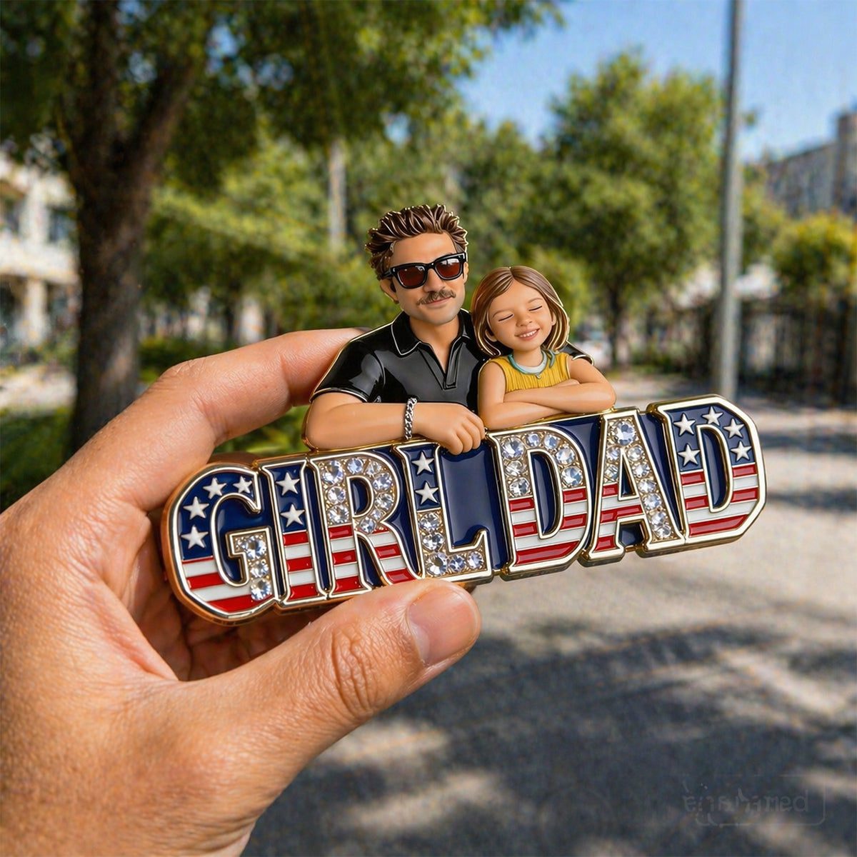 Patriotischer Papa - Personalisierte 3D-Prägung Emaille-Anstecknadel