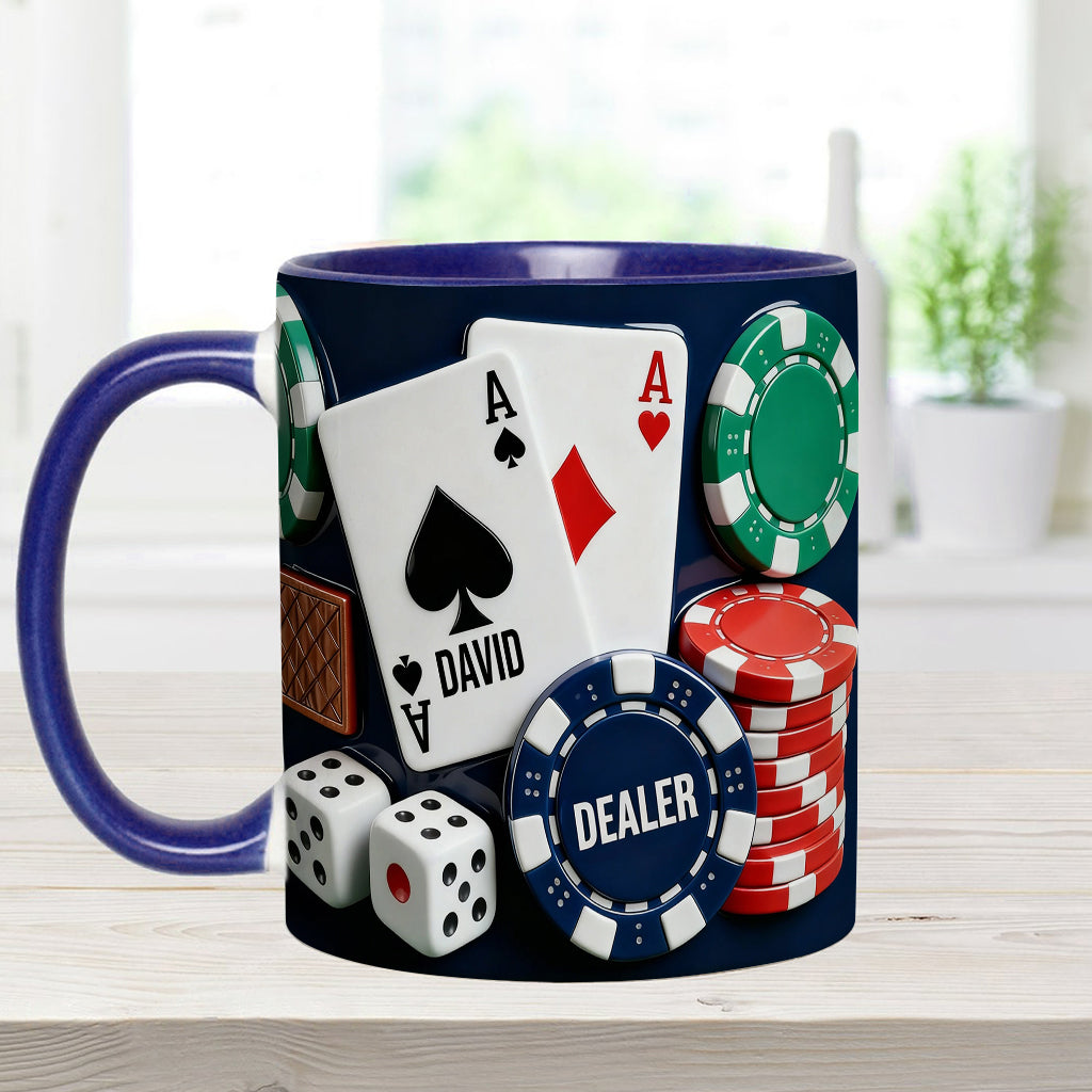 J'adore le poker - Mug et sous-verre personnalisés sur le thème du poker