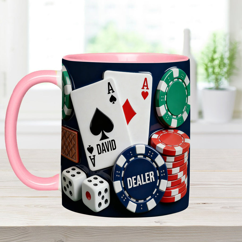 J'adore le poker - Mug et sous-verre personnalisés sur le thème du poker