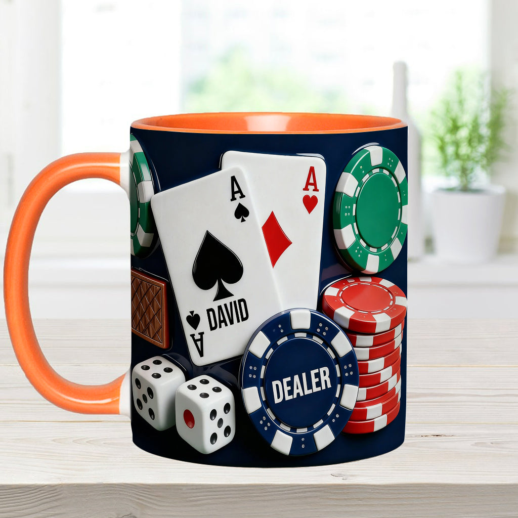 J'adore le poker - Mug et sous-verre personnalisés sur le thème du poker