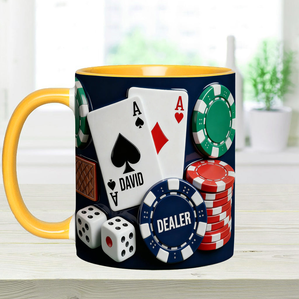 J'adore le poker - Mug et sous-verre personnalisés sur le thème du poker