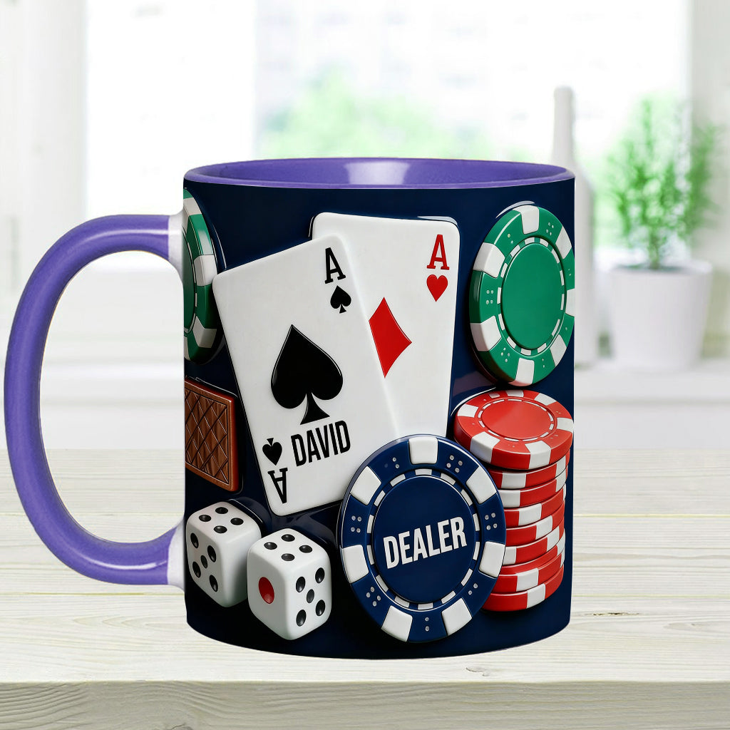 J'adore le poker - Mug et sous-verre personnalisés sur le thème du poker