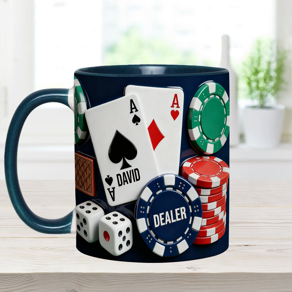J'adore le poker - Mug et sous-verre personnalisés sur le thème du poker