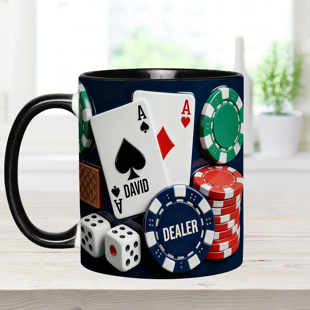 J'adore le poker - Mug et sous-verre personnalisés sur le thème du poker