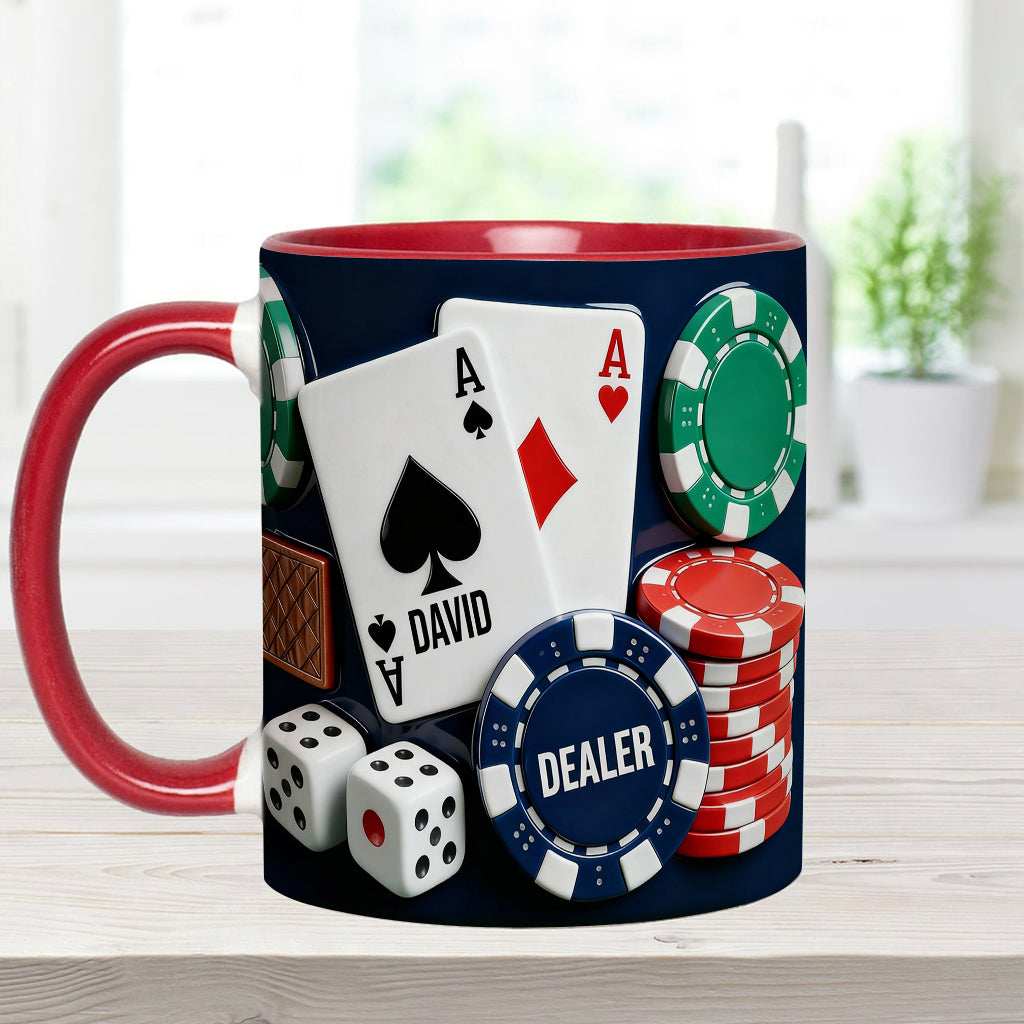 J'adore le poker - Mug et sous-verre personnalisés sur le thème du poker