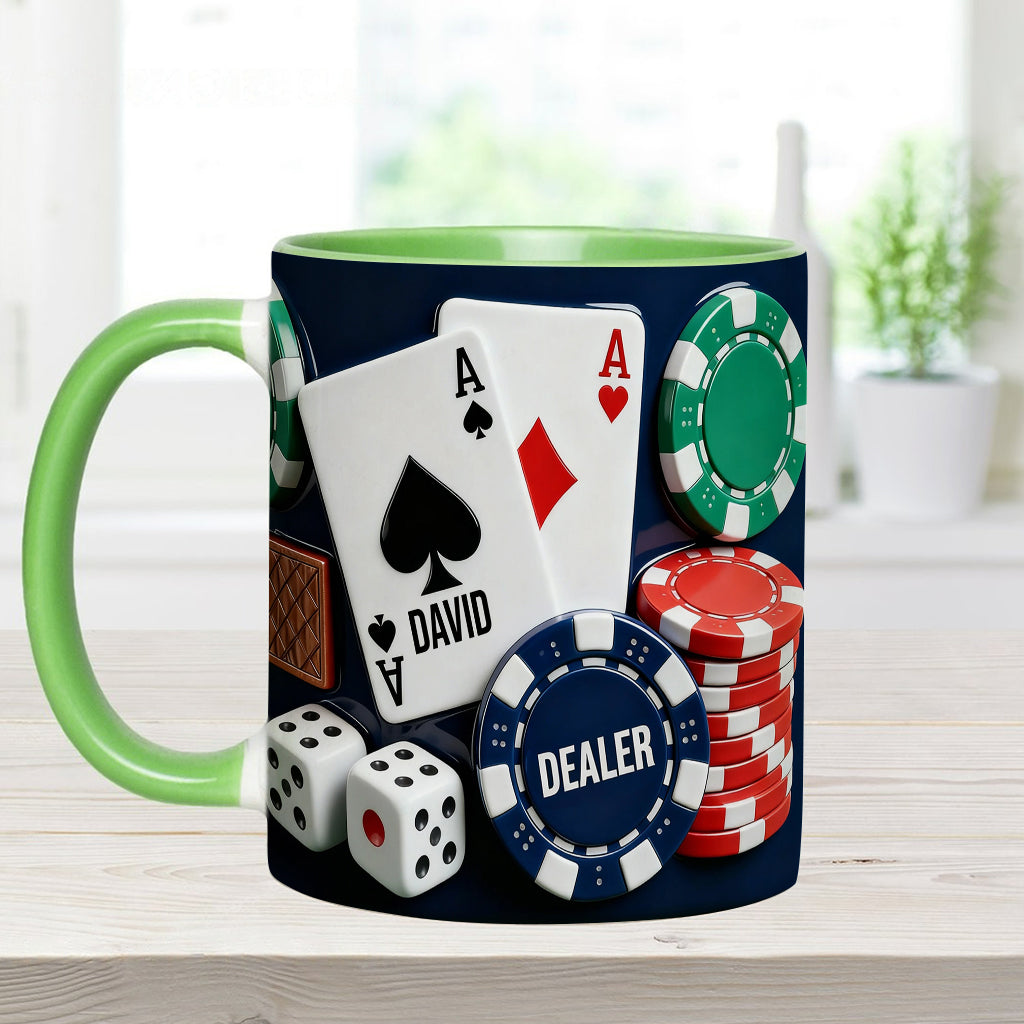 J'adore le poker - Mug et sous-verre personnalisés sur le thème du poker