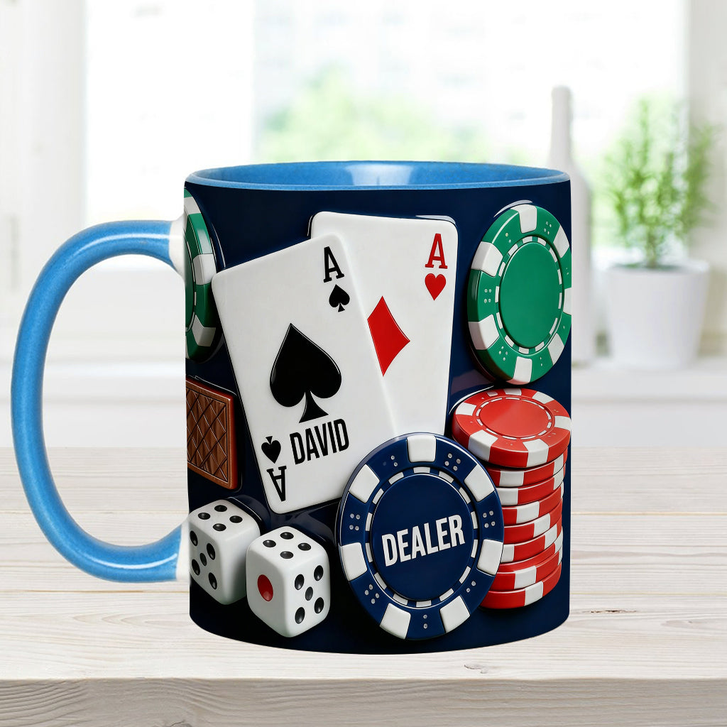 J'adore le poker - Mug et sous-verre personnalisés sur le thème du poker
