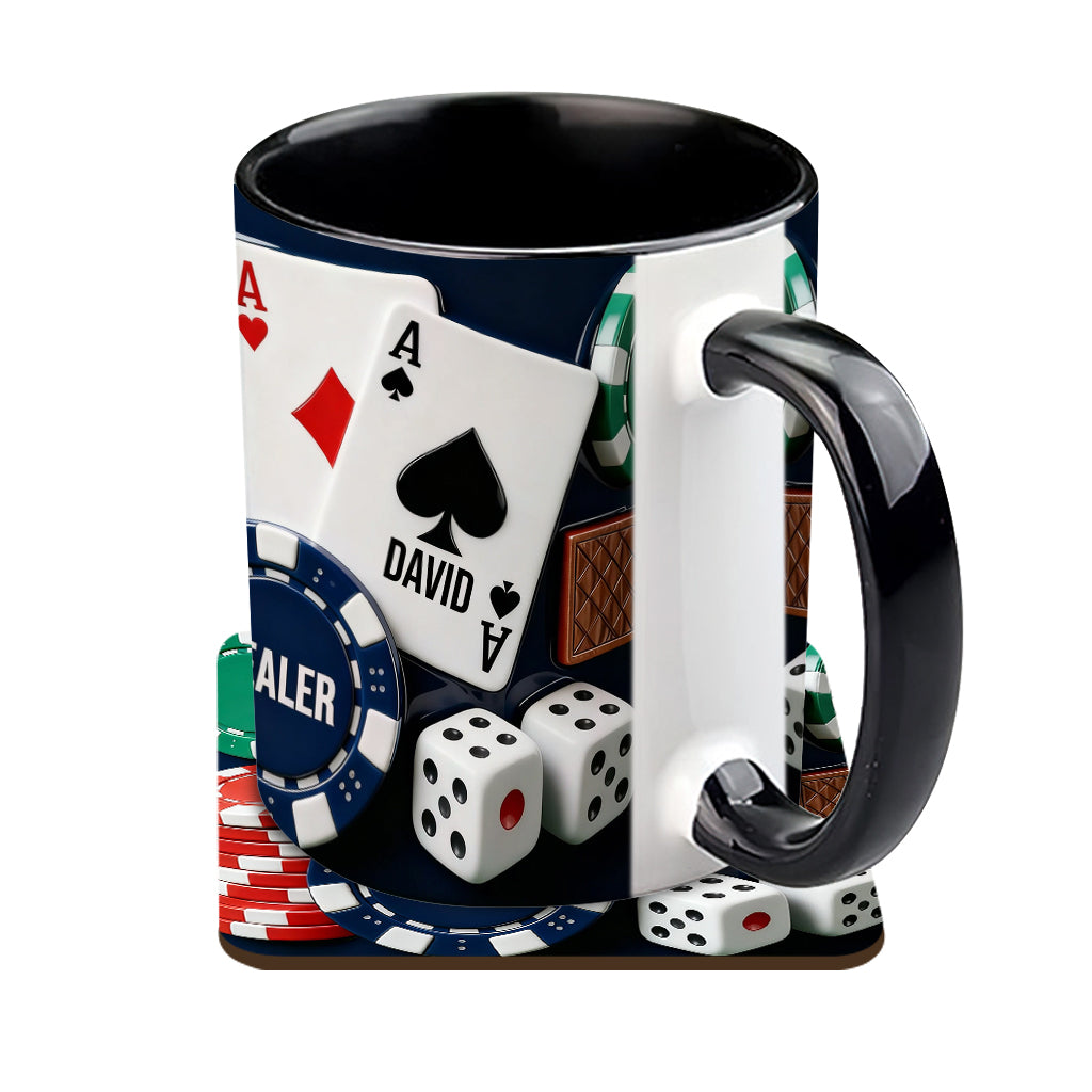 J'adore le poker - Mug et sous-verre personnalisés sur le thème du poker