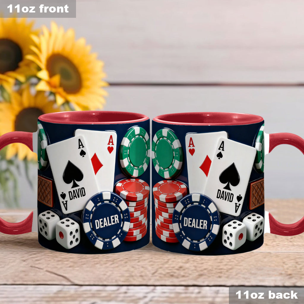 J'adore le poker - Mug et sous-verre personnalisés sur le thème du poker