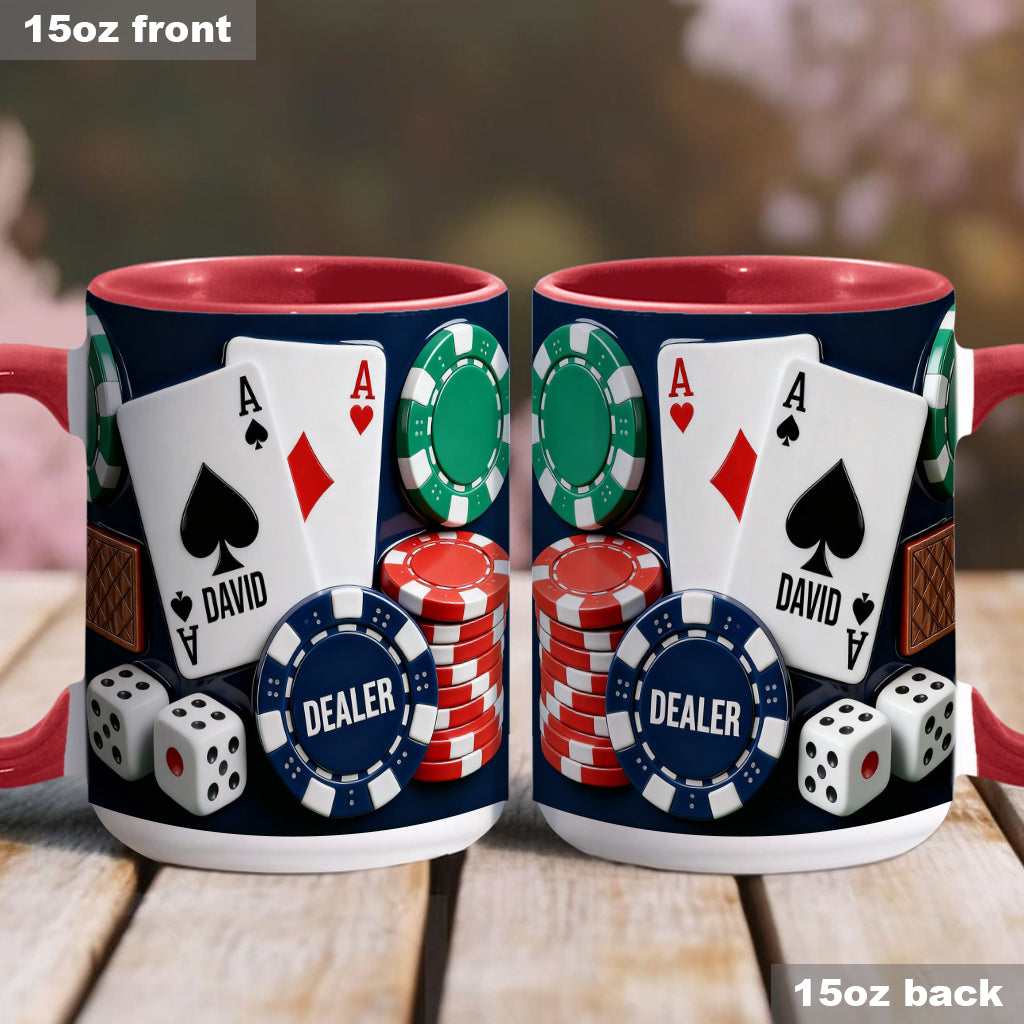 J'adore le poker - Mug et sous-verre personnalisés sur le thème du poker