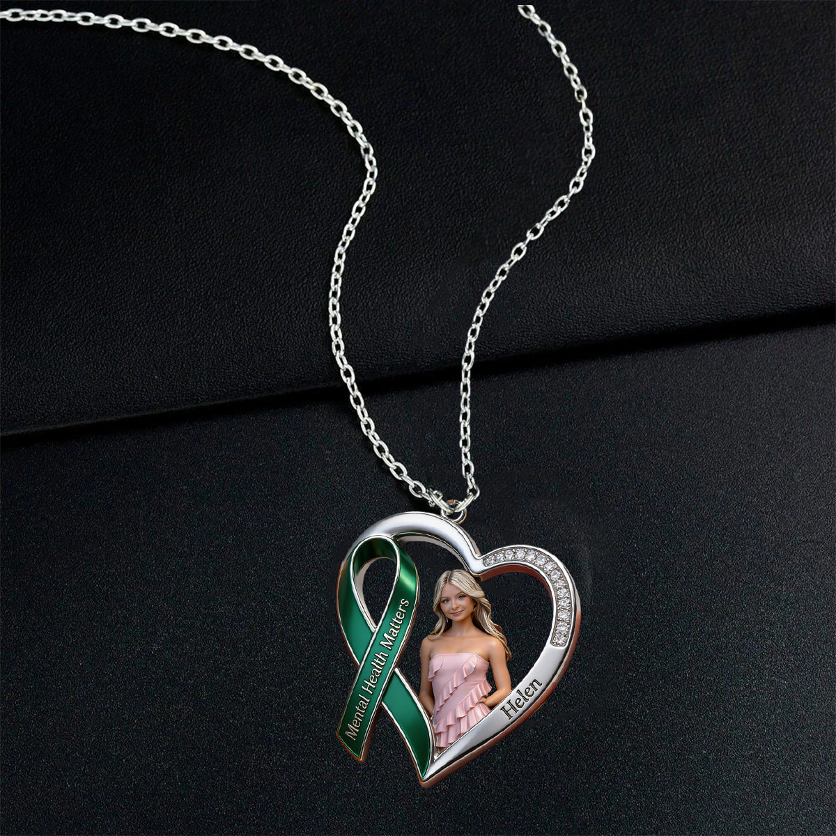 Custom Any Photo - Mental Health Matters - Personalized Mental Health Awareness Shaped Metal Pendant Necklace