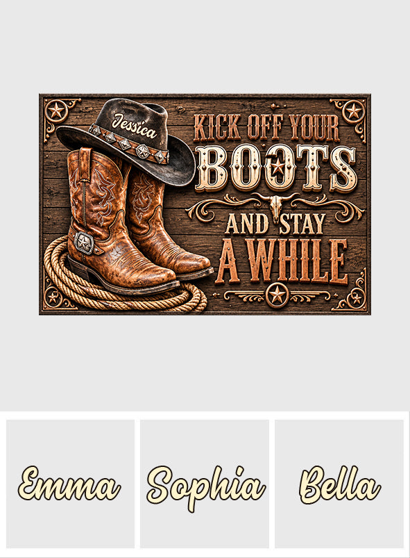 Kick Off Your Boots - Personalized Cowgirl Doormat