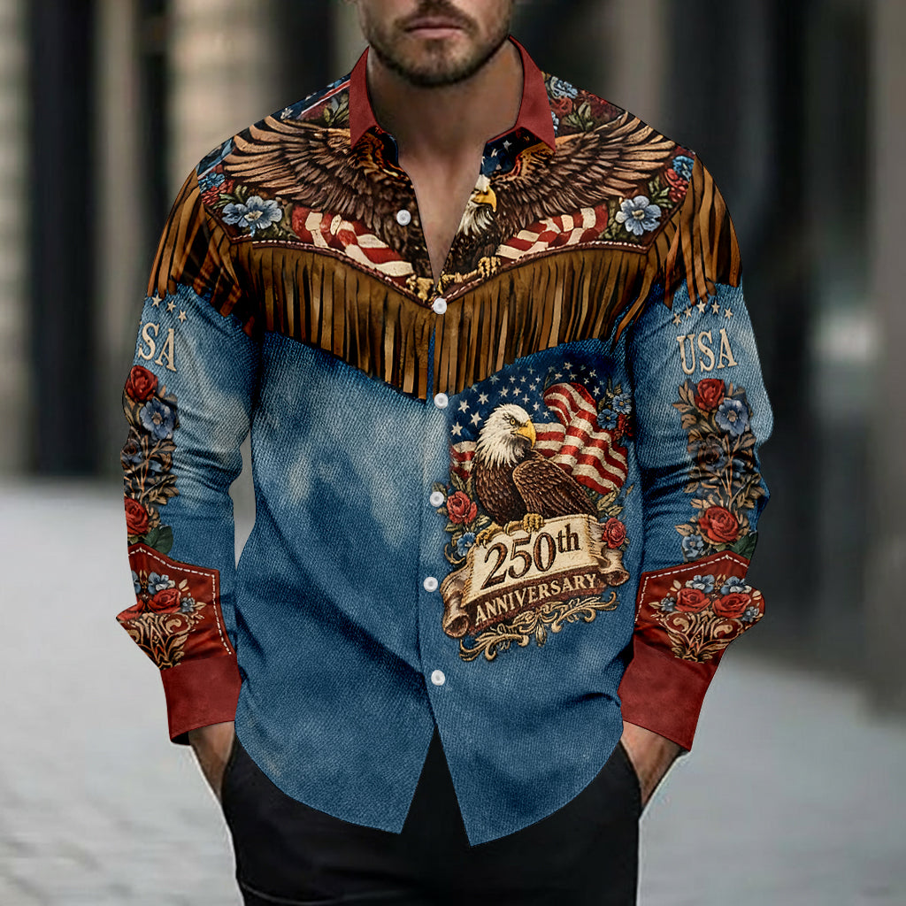American 250th Anniversary Distressed Western - Western Outfit Button-Up Shirt