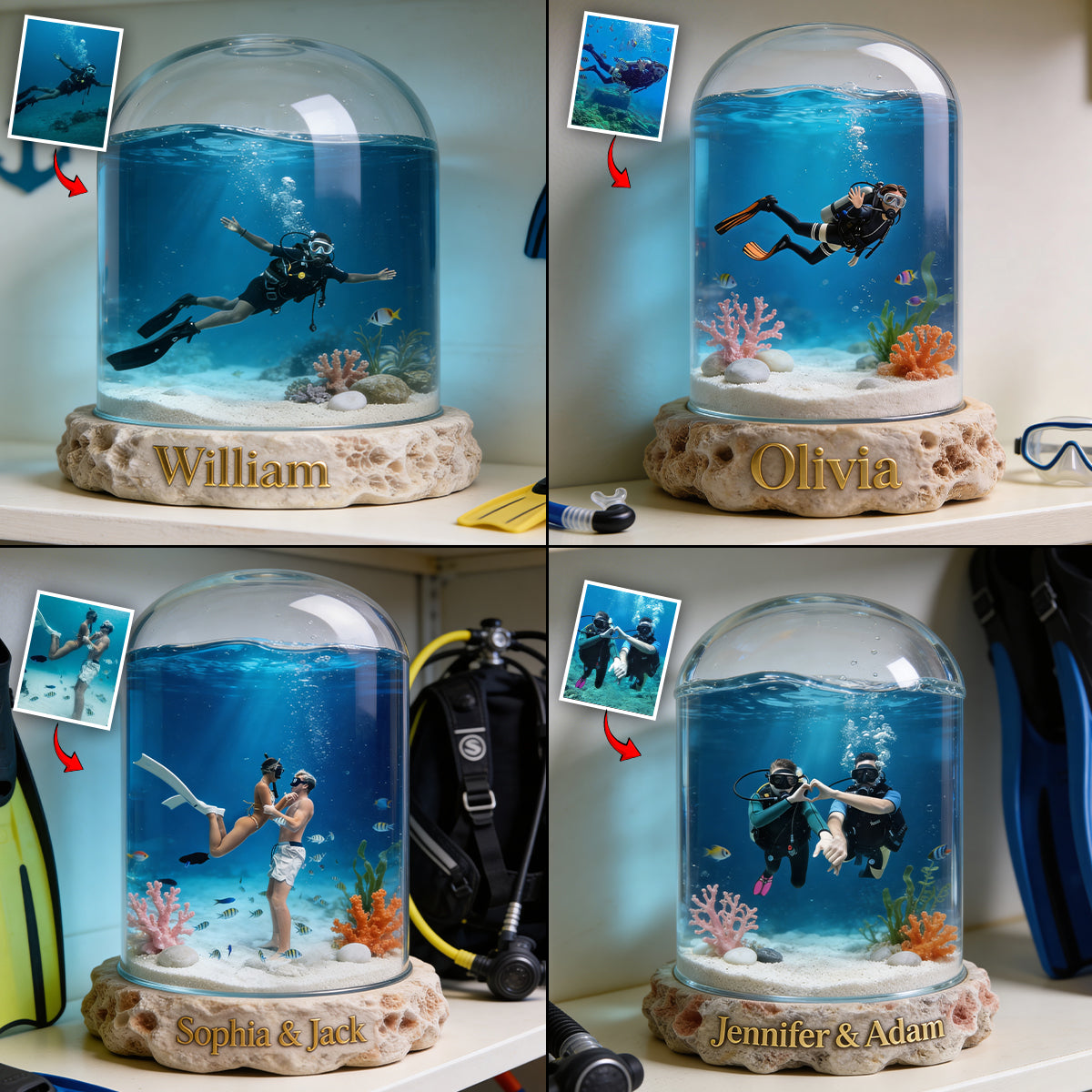 Fantasy Ocean – Personalisierte Acrylplakette in individueller Form zum Thema Tauchen