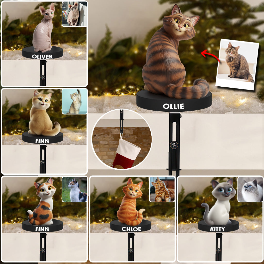 Funny Cats - Personalized Cat Shaped Stocking Hanger